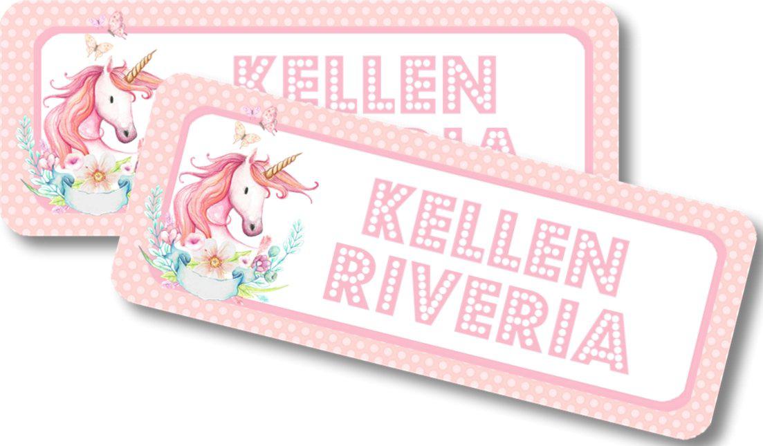 Unicorn Back To School Supply Name Labels