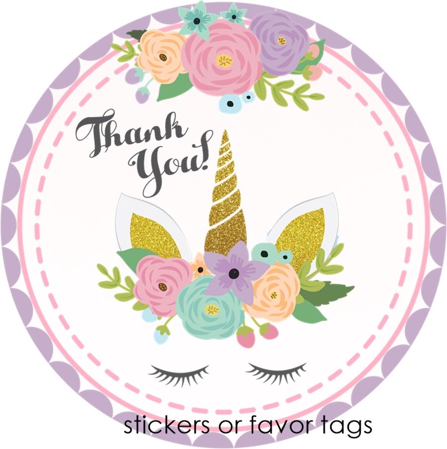 Unicorn Birthday Party Stickers Or Favor Tags