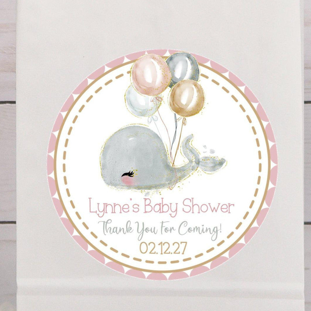 Watercolor gray whale baby shower sticker