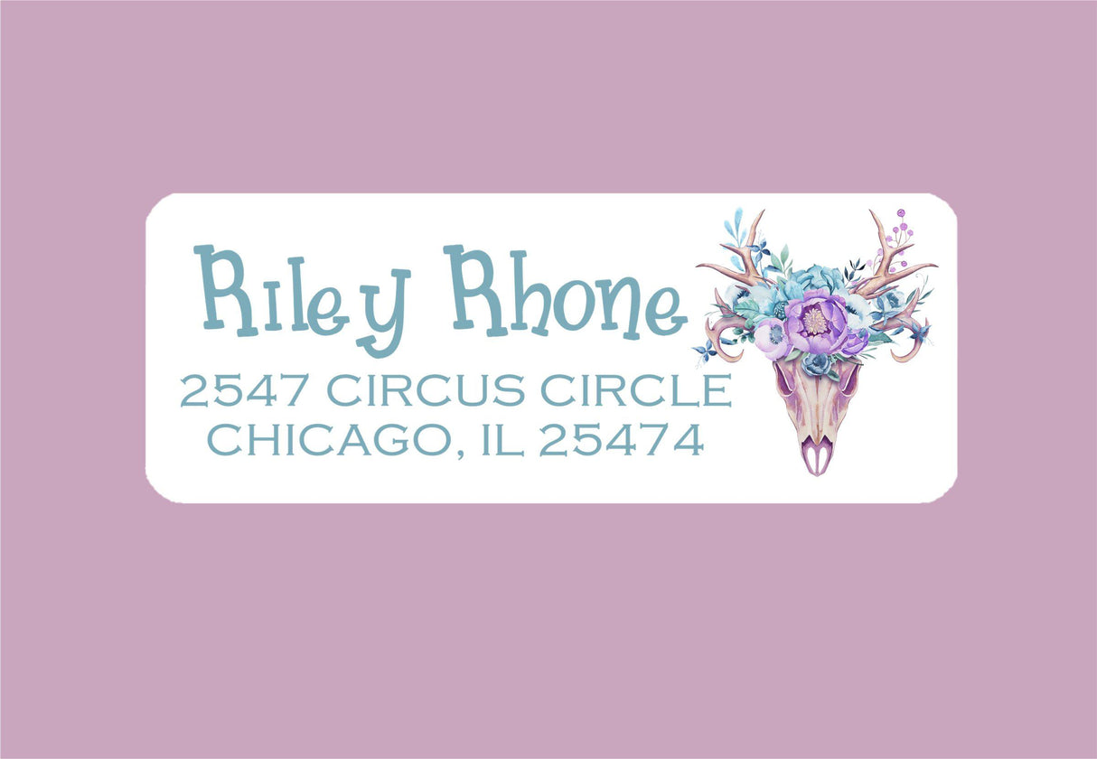 Western boho cow skull return address labels