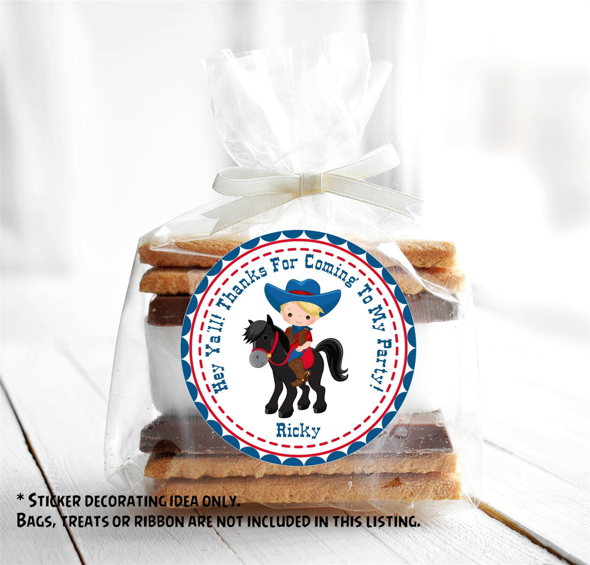 Western party favor sticker for boys