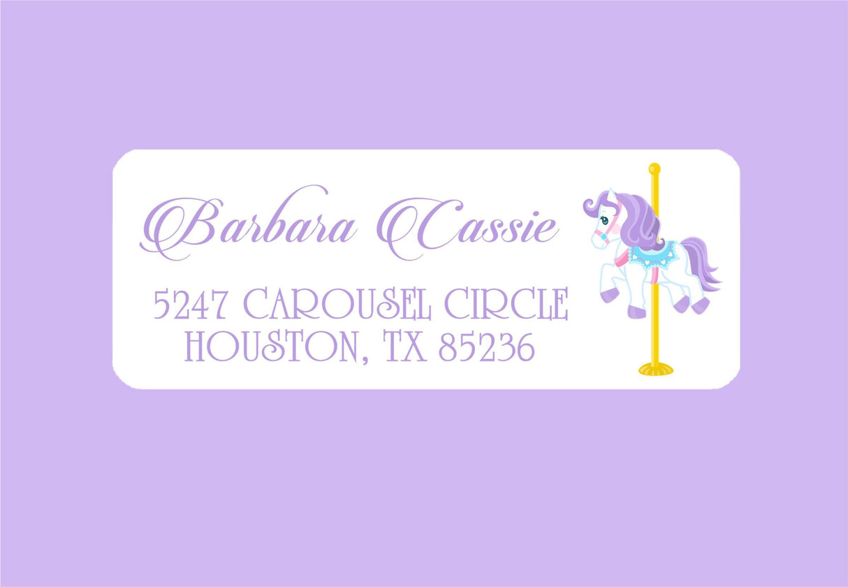 Whimsical carousel return address labels