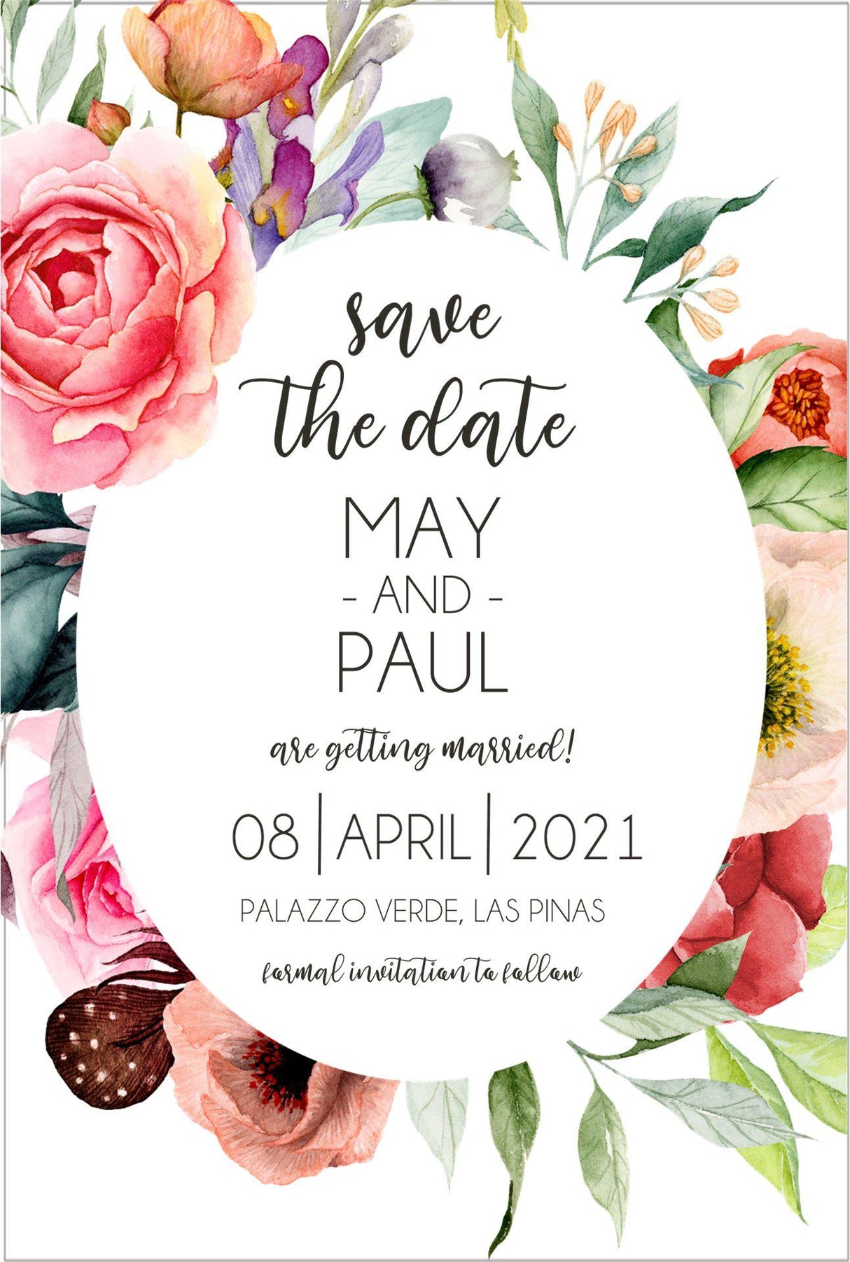 Wildflower blush wedding save the date cards