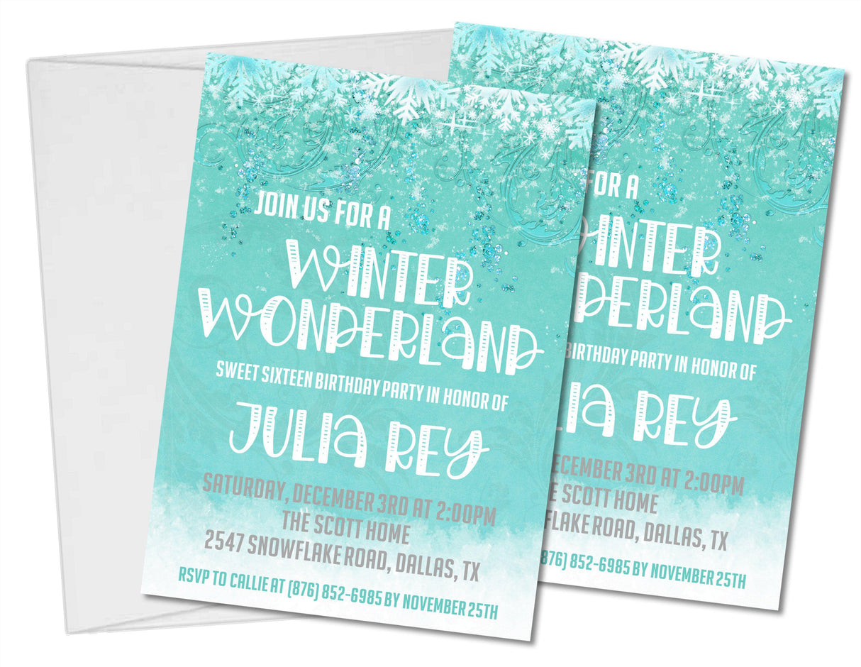 Winter Wonderland Sweet 16 Party Invitations