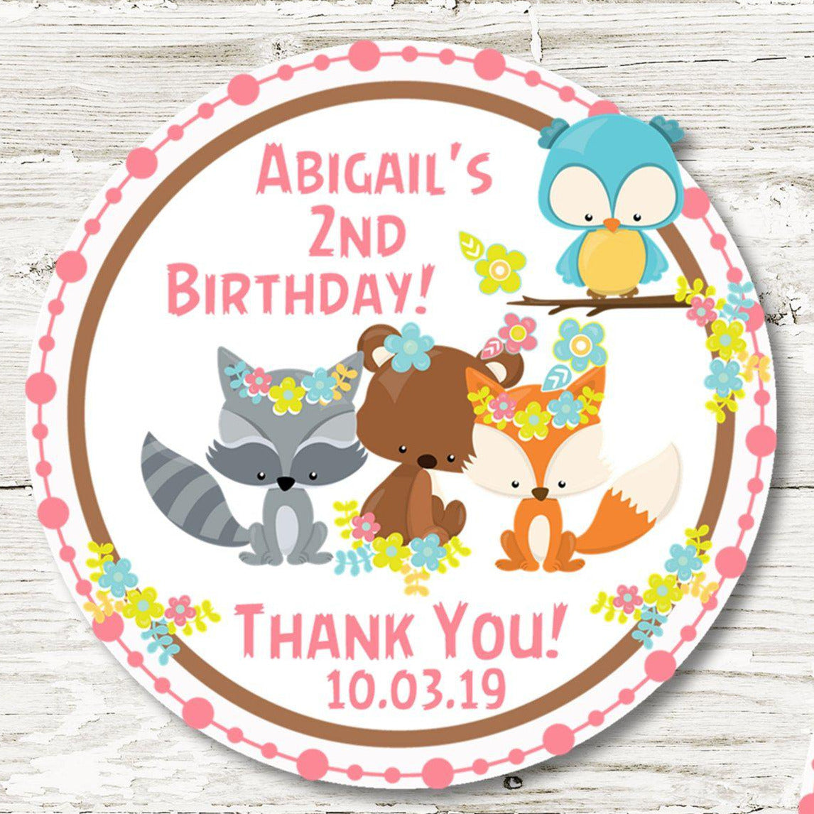 Woodlands Birthday Party Stickers Or Favor Tags