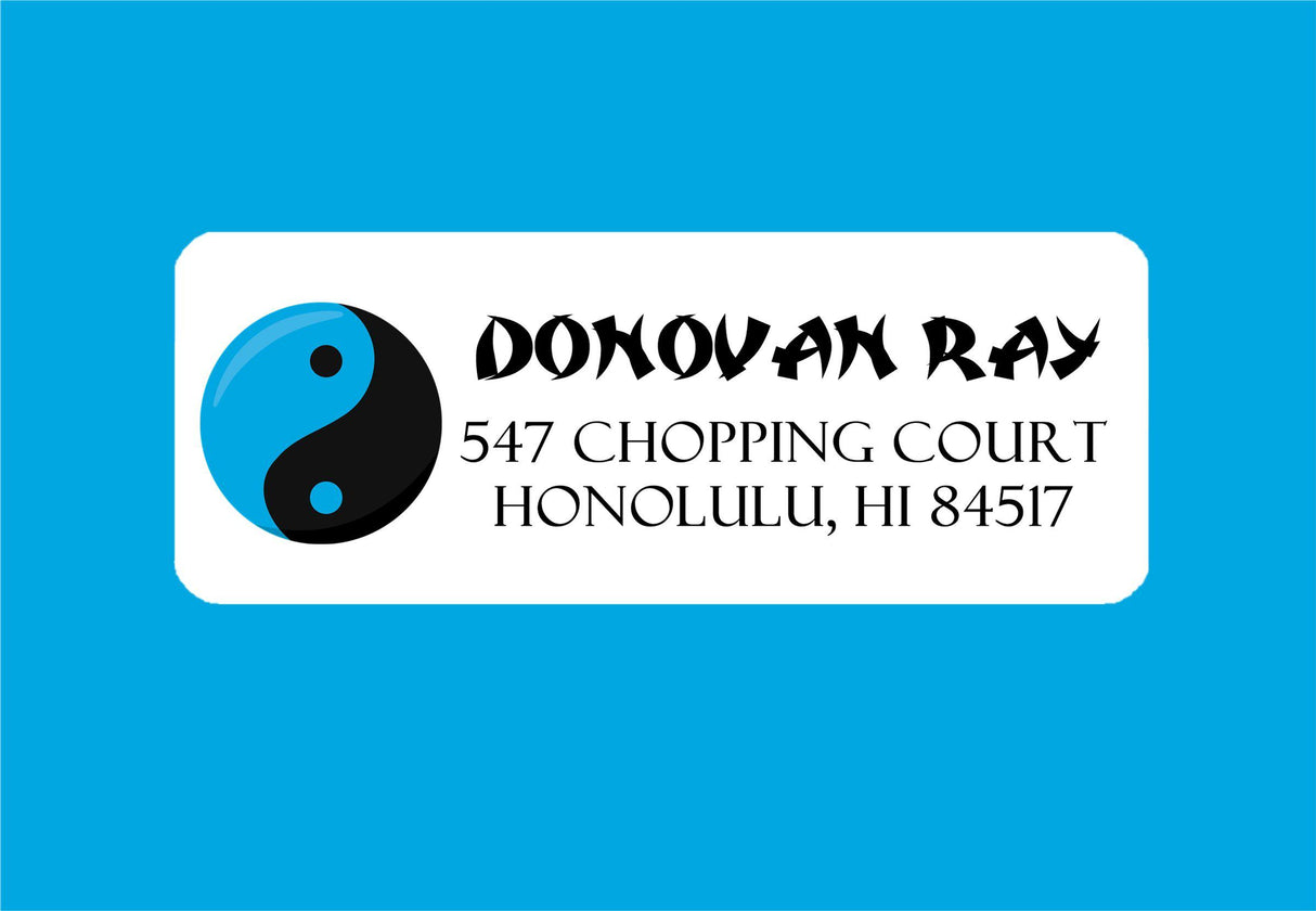 Yin yang address labels with bold symbol design