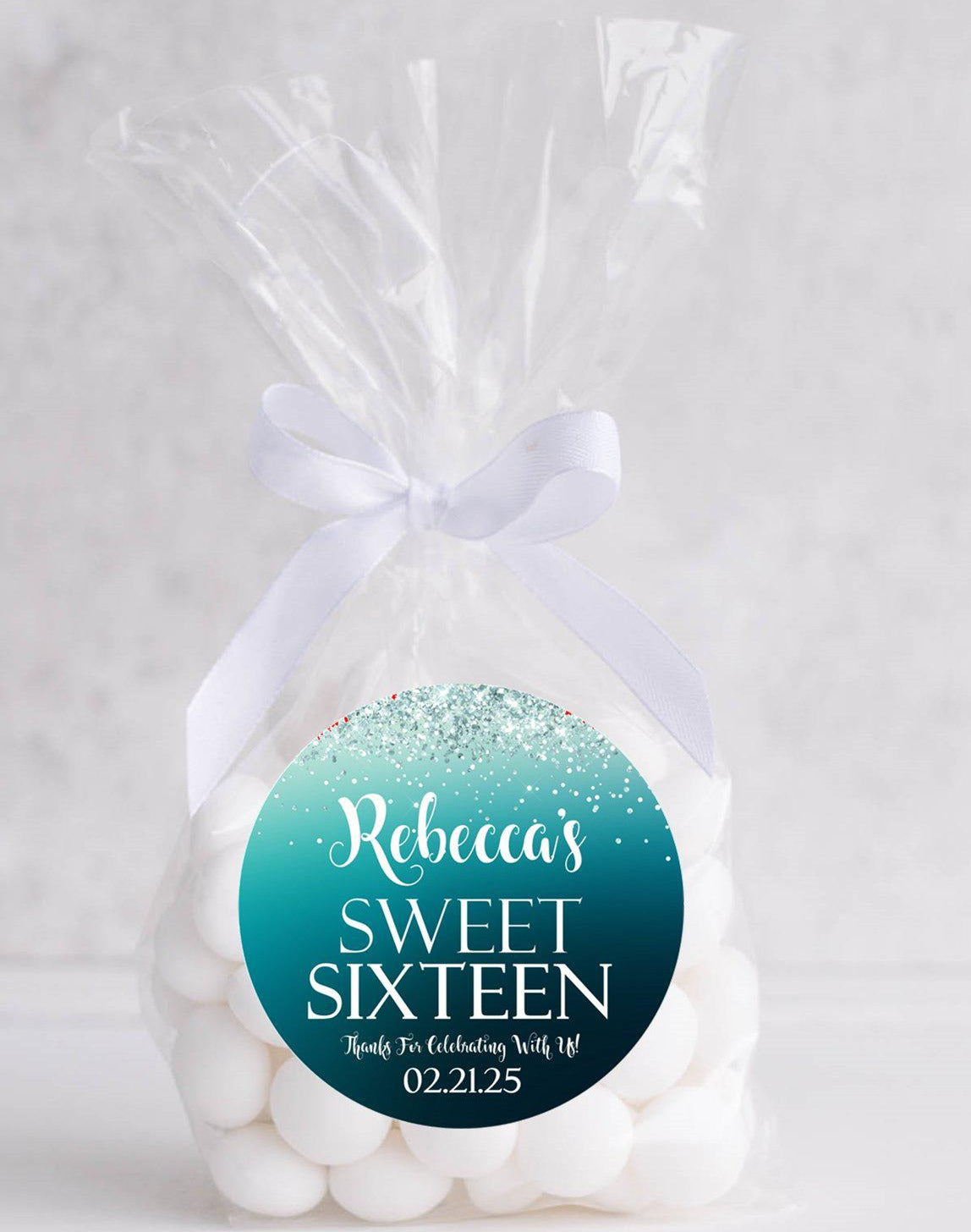 aqua confetti sweet sixteen sticker design