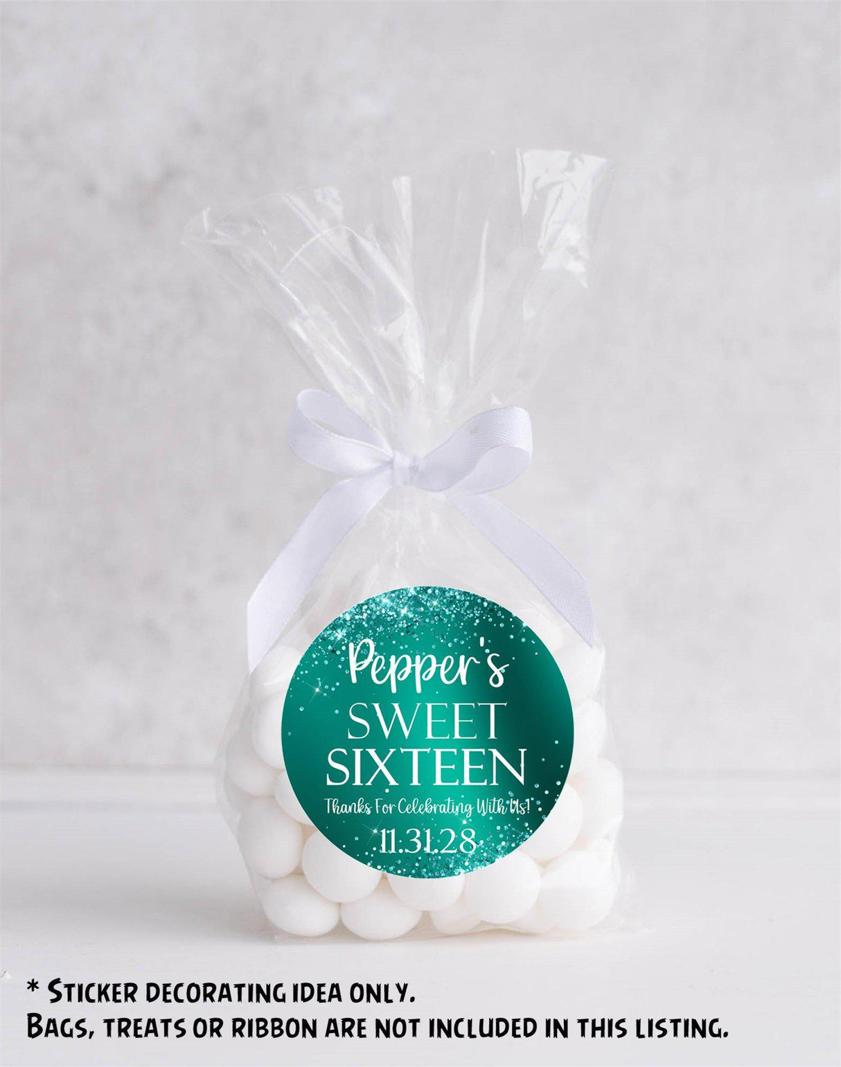 aqua sweet 16 confetti style sticker