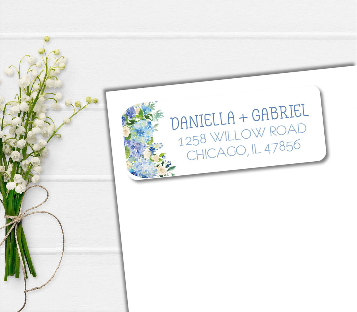 blue floral return address labels
