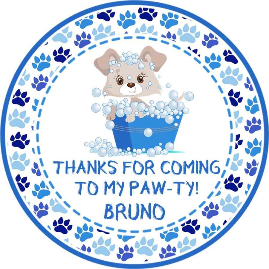 blue kids dog theme birthday sticker