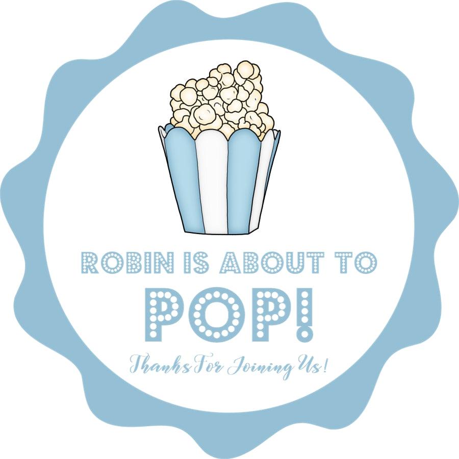 boy baby shower popcorn favor label