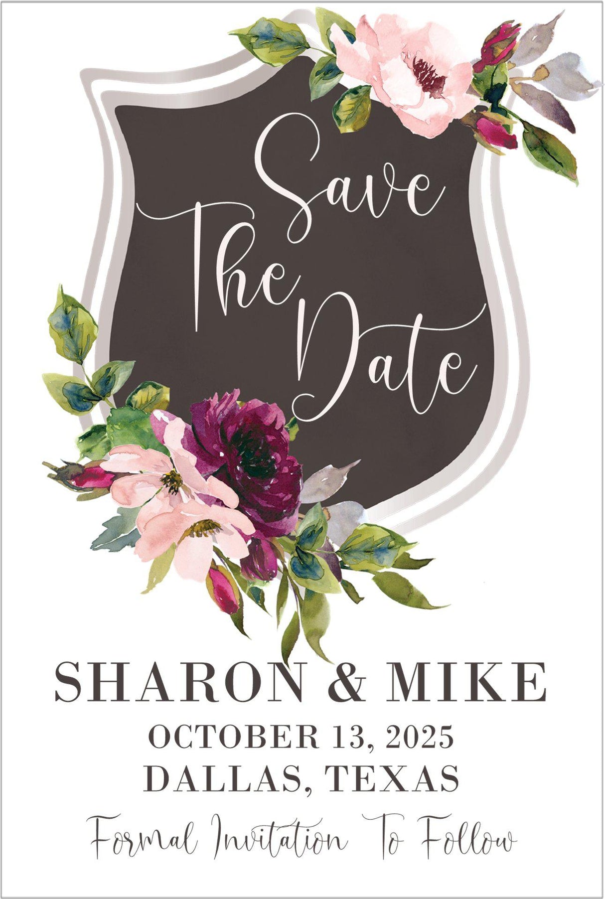burgundy floral save the date cards romantic watercolor design