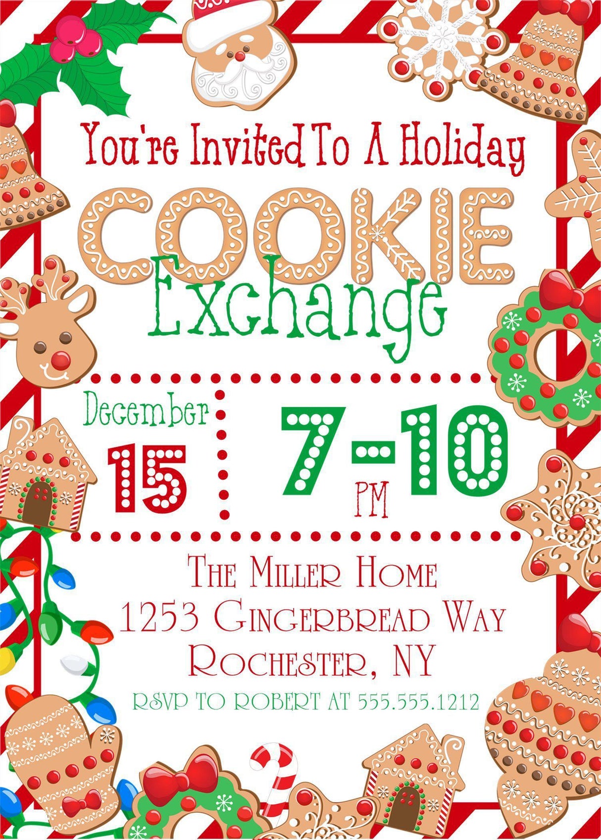 christmas cookie exchange invitations festive holiday baking design
