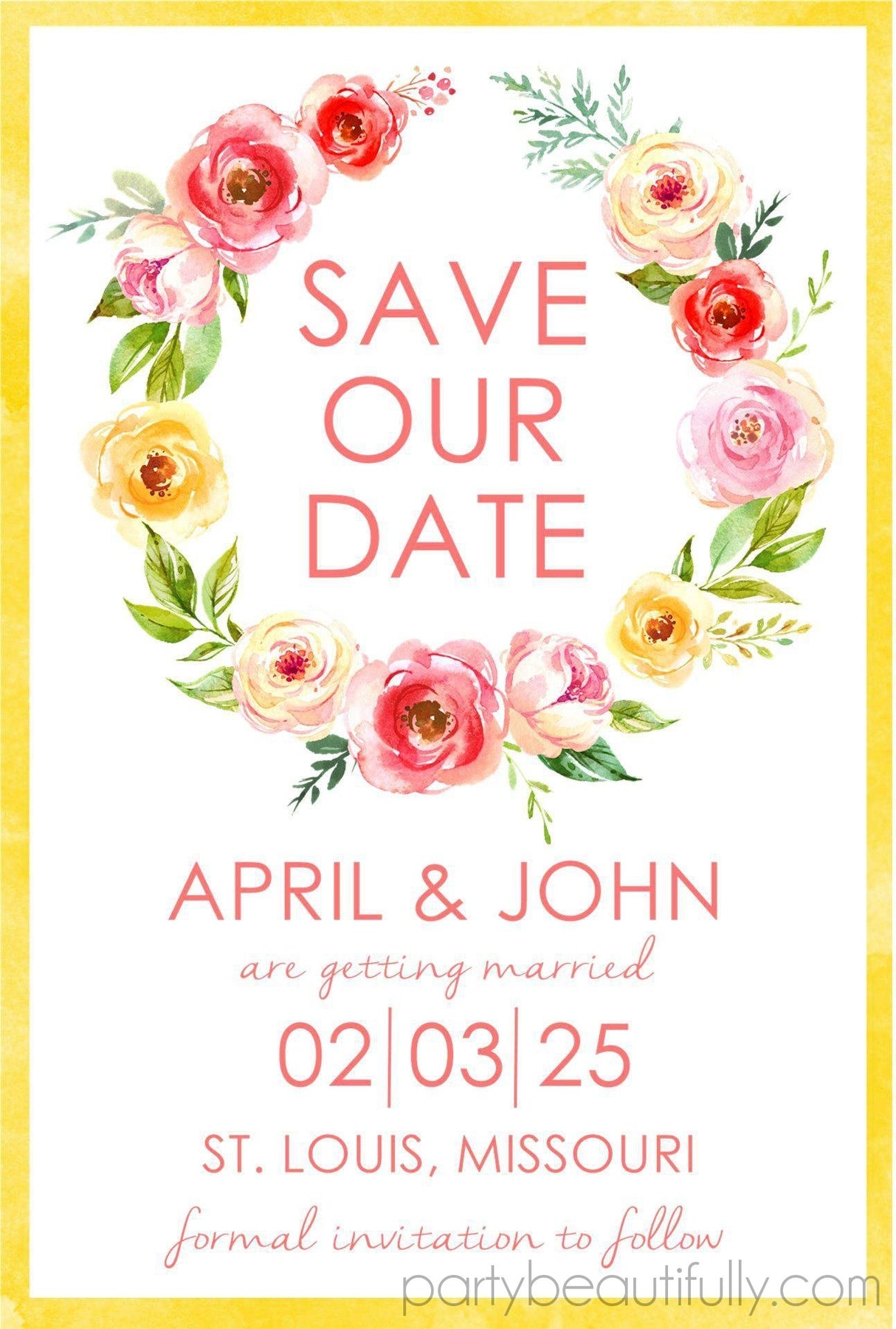 colorful botanical save the date cards romantic floral style