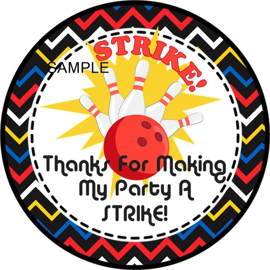 colorful strike bowling labels