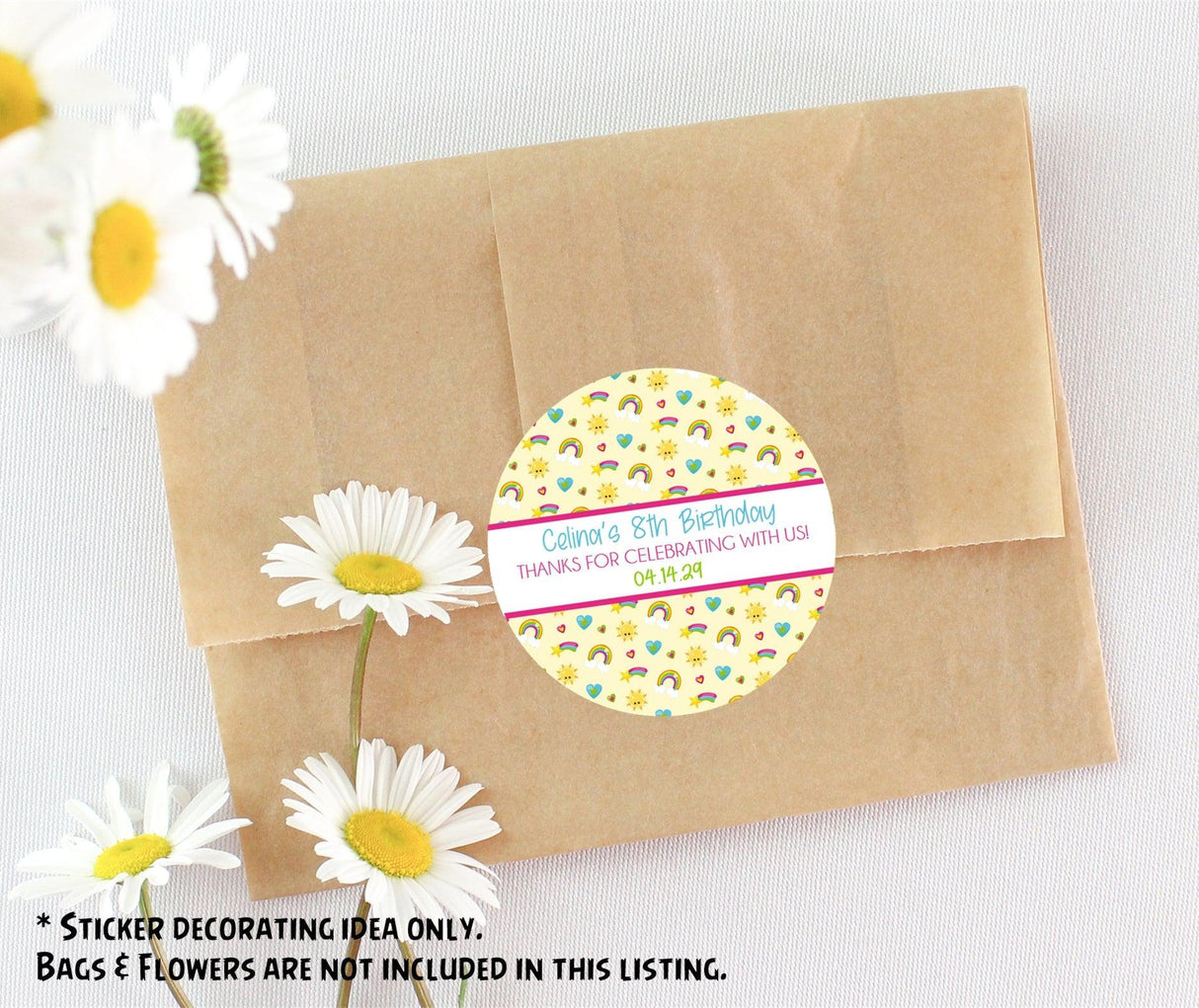 colorful sunshine themed birthday sticker