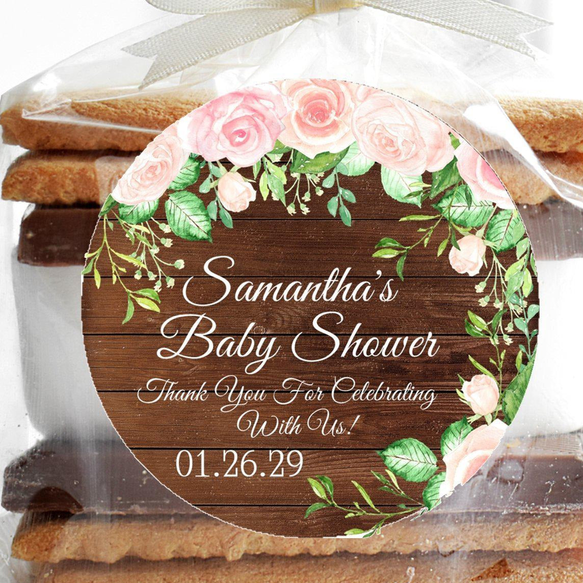 country rose baby shower label