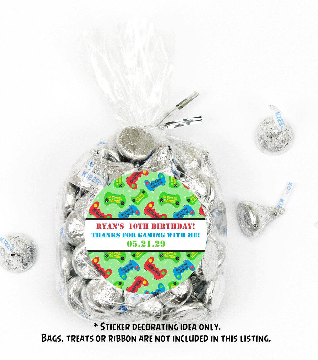 personalized arcade theme party favor labels for kids