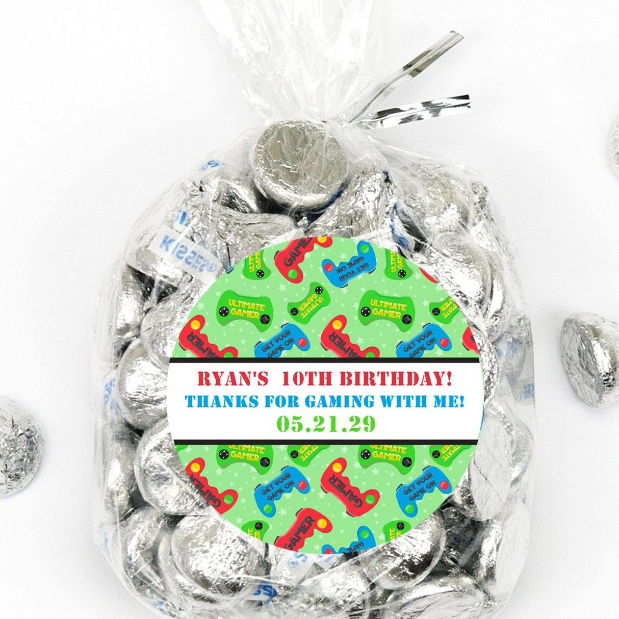 personalized arcade theme party favor labels for kids