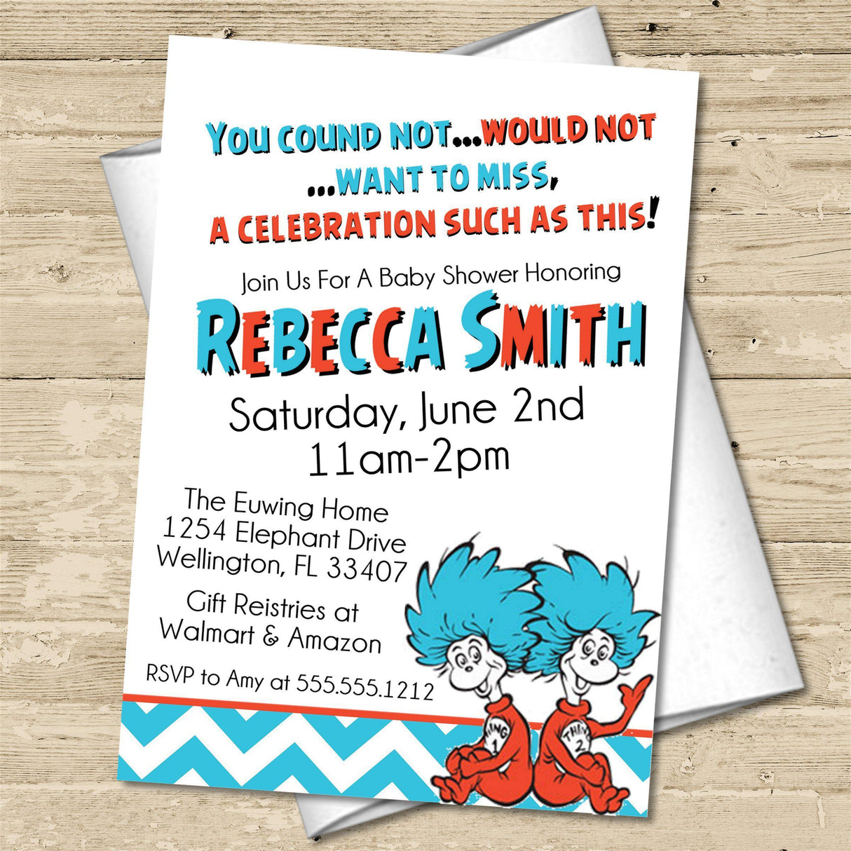 dr seuss thing 1 thing 2 twin baby shower invitations