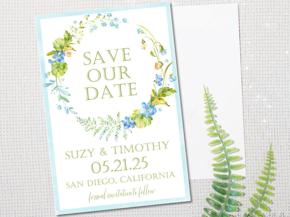 elegant greenery save the date cards romantic outdoor wedding style