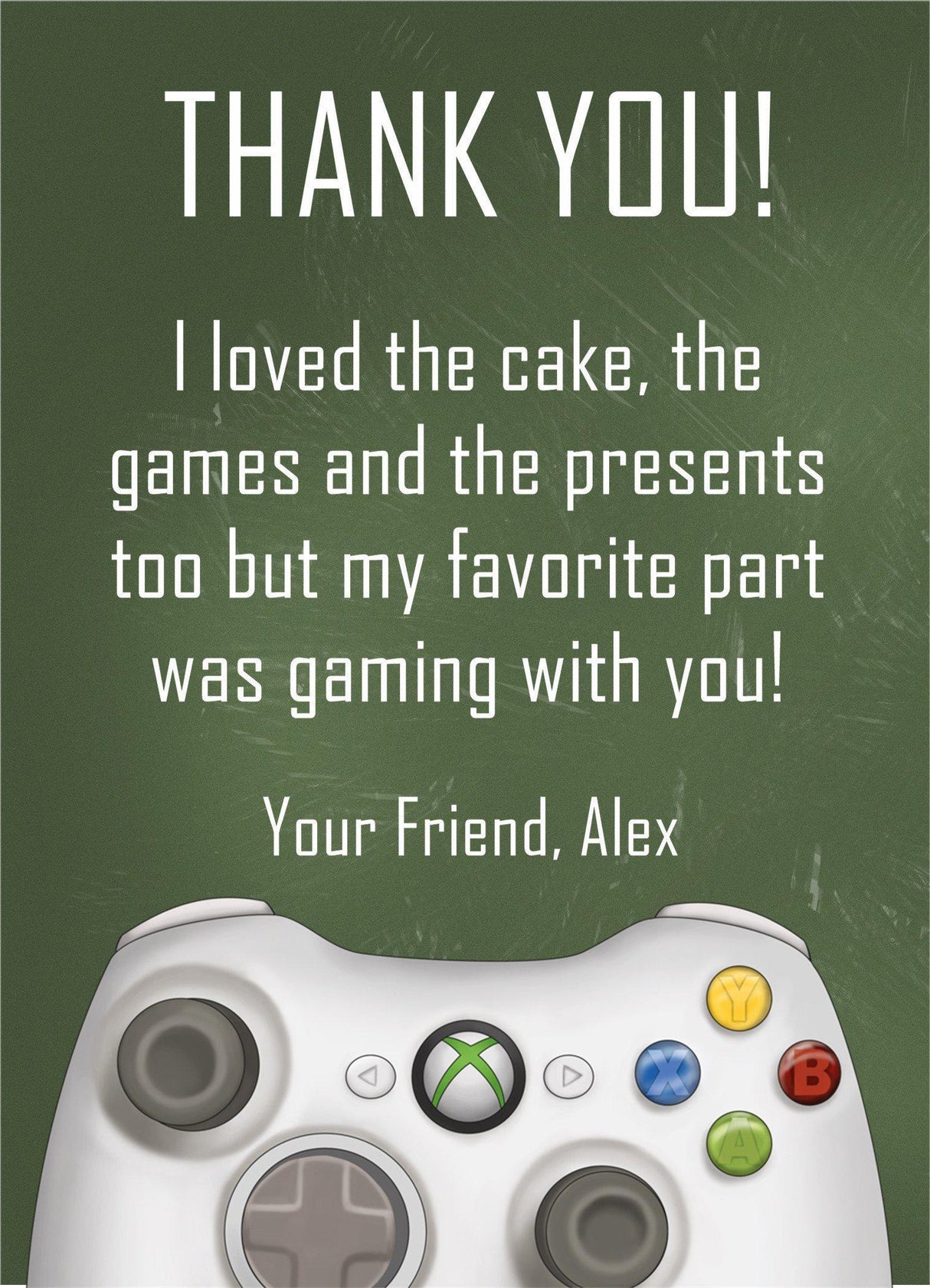 gaming controller thank you notes arcade birthday party theme