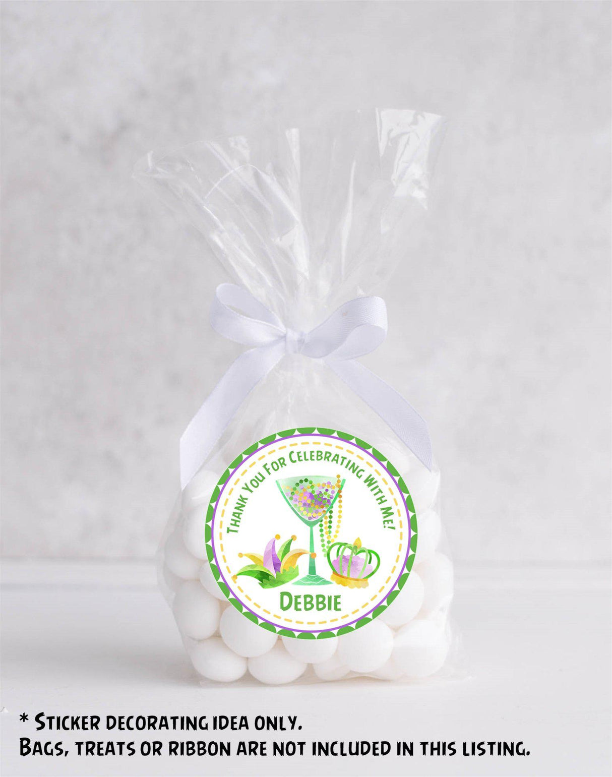 green bordered carnival themed party favor label