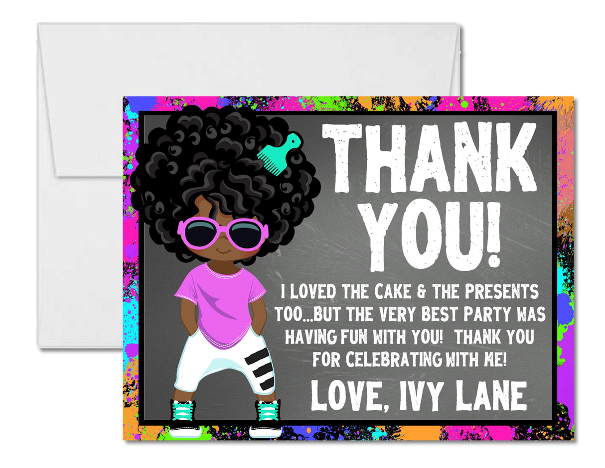 hip hop birthday thank you notes stylish character theme