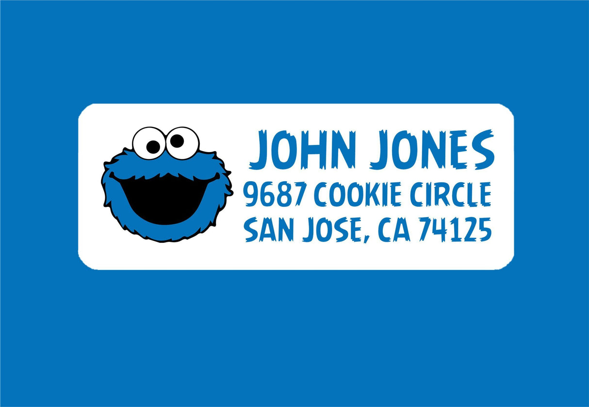kids monster address sticker design