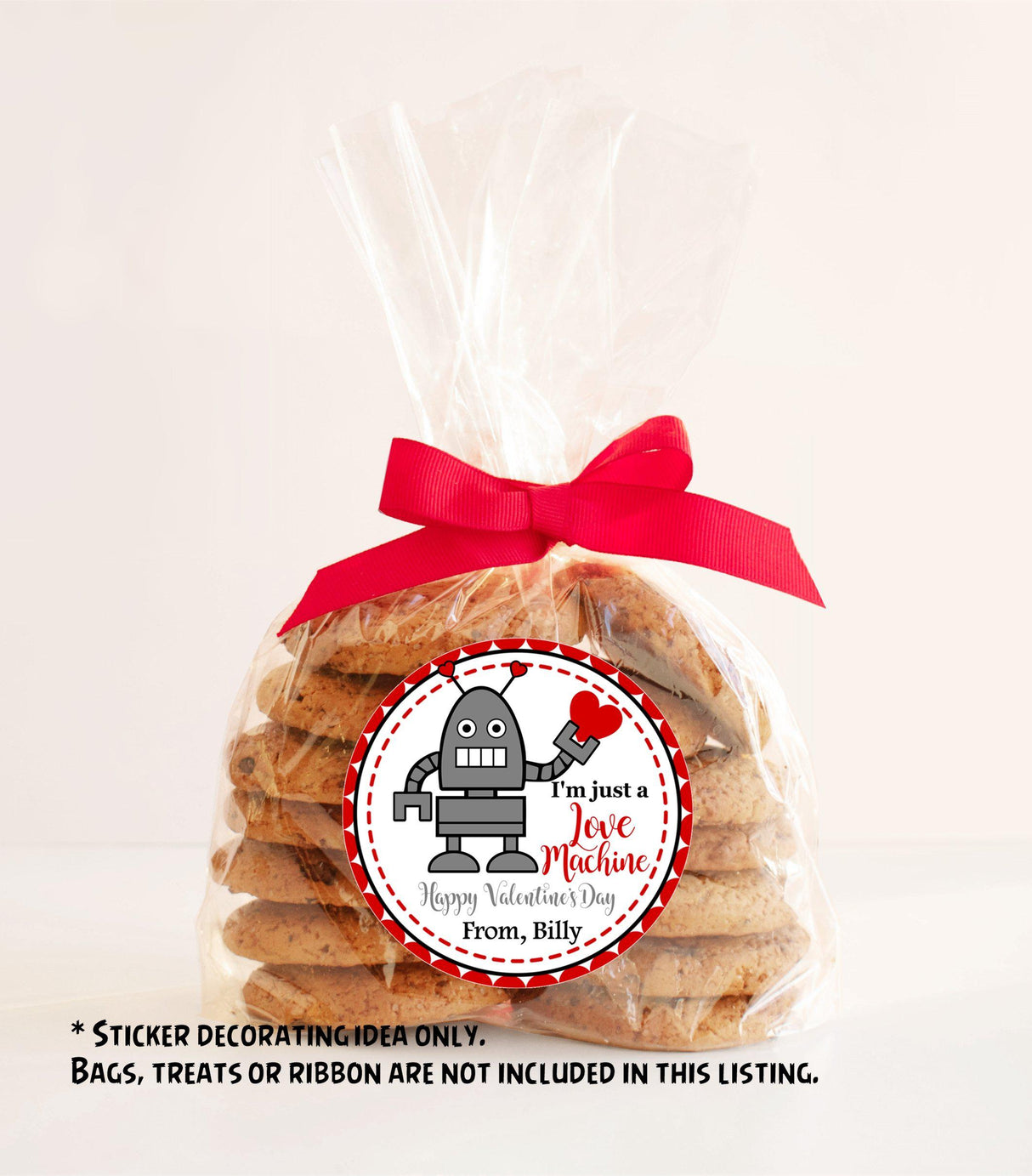 love machine kids valentine sticker round design