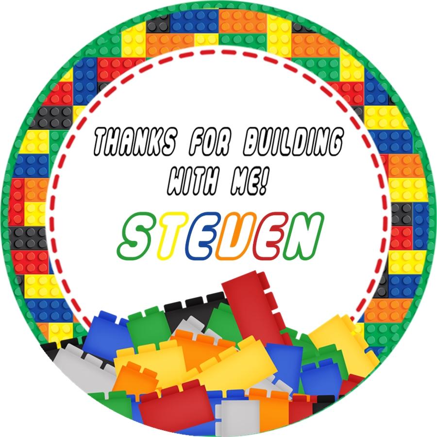 multicolor brick border birthday sticker