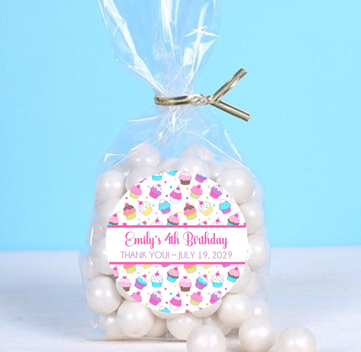 multicolor cupcake sticker for girls’ birthdays