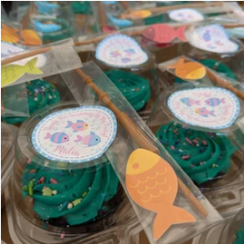 personalized pastel fish birthday sticker design