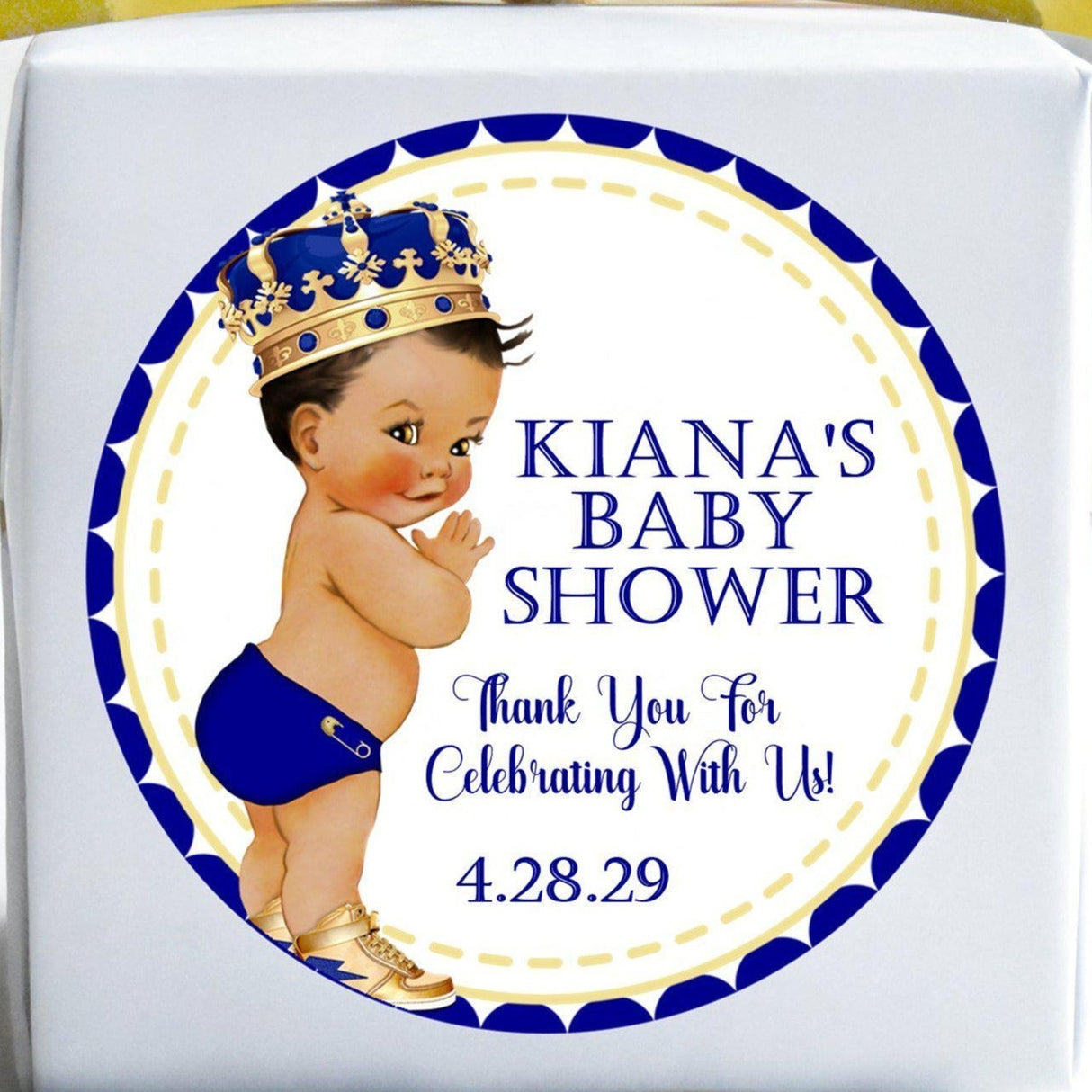 personalized royal prince baby shower favor label