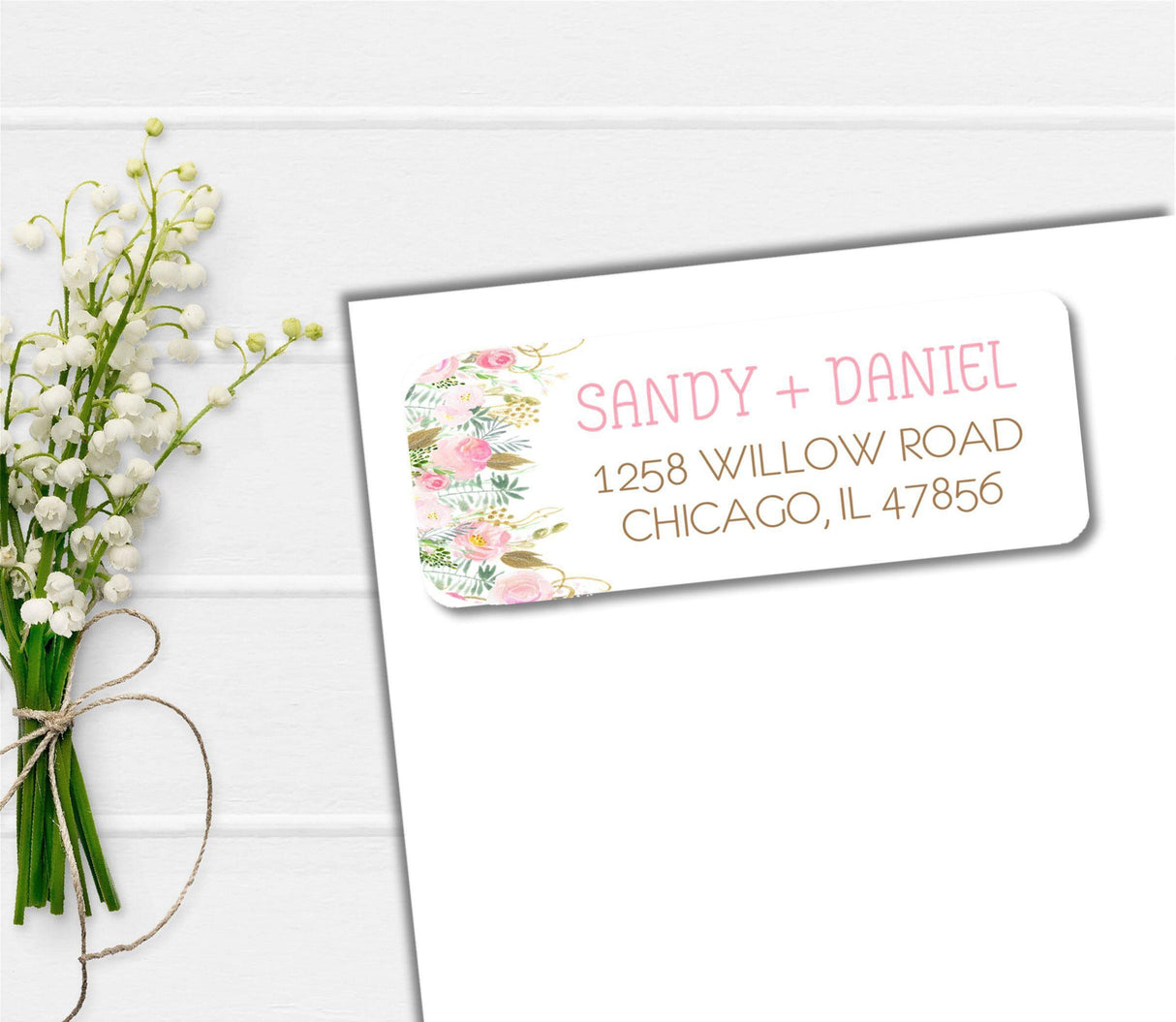 pink floral address labels