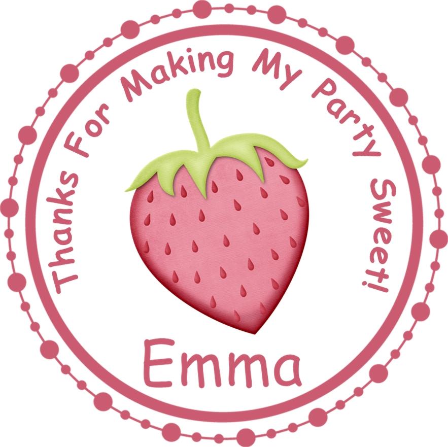 pink strawberry birthday sticker