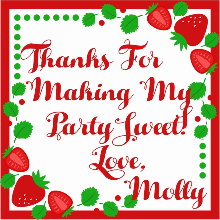 red strawberry square birthday sticker