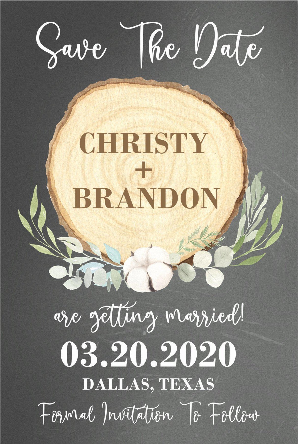 rustic wood slice save the date cards woodland wedding design