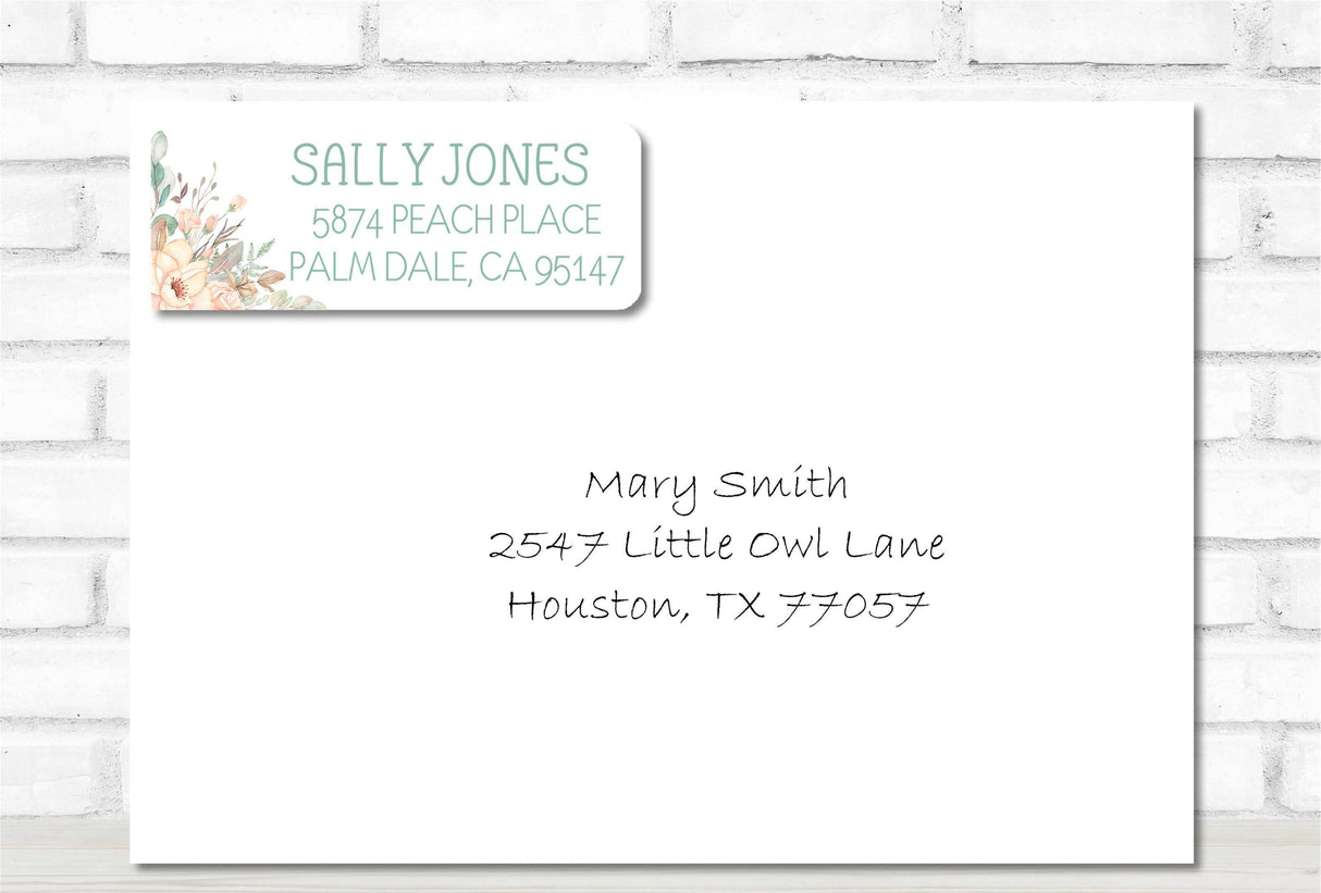sage peach return address labels