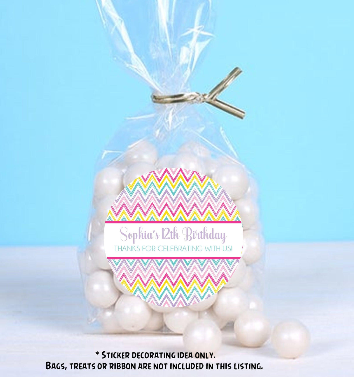 soft pastel rainbow favor sticker