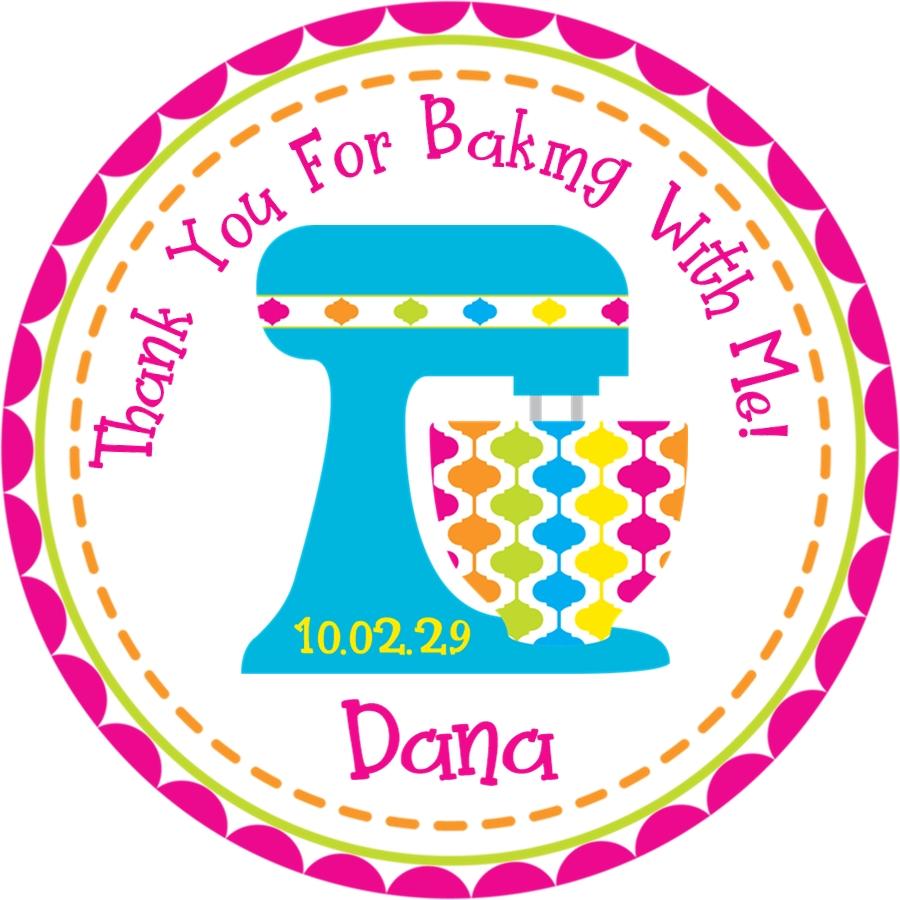 teal mixer patterned bowl baking sticker