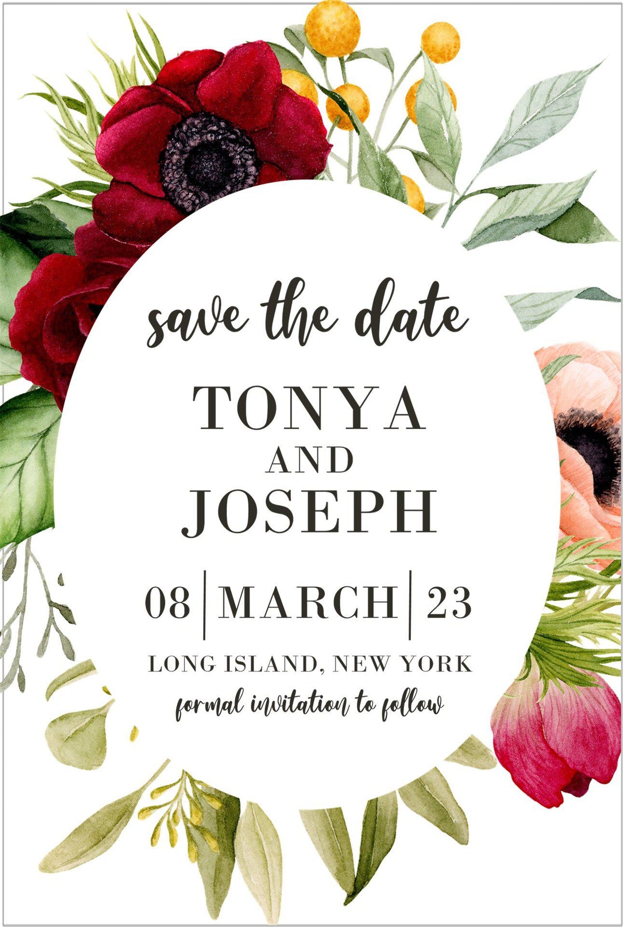 vibrant floral wedding save the dates watercolor flower theme