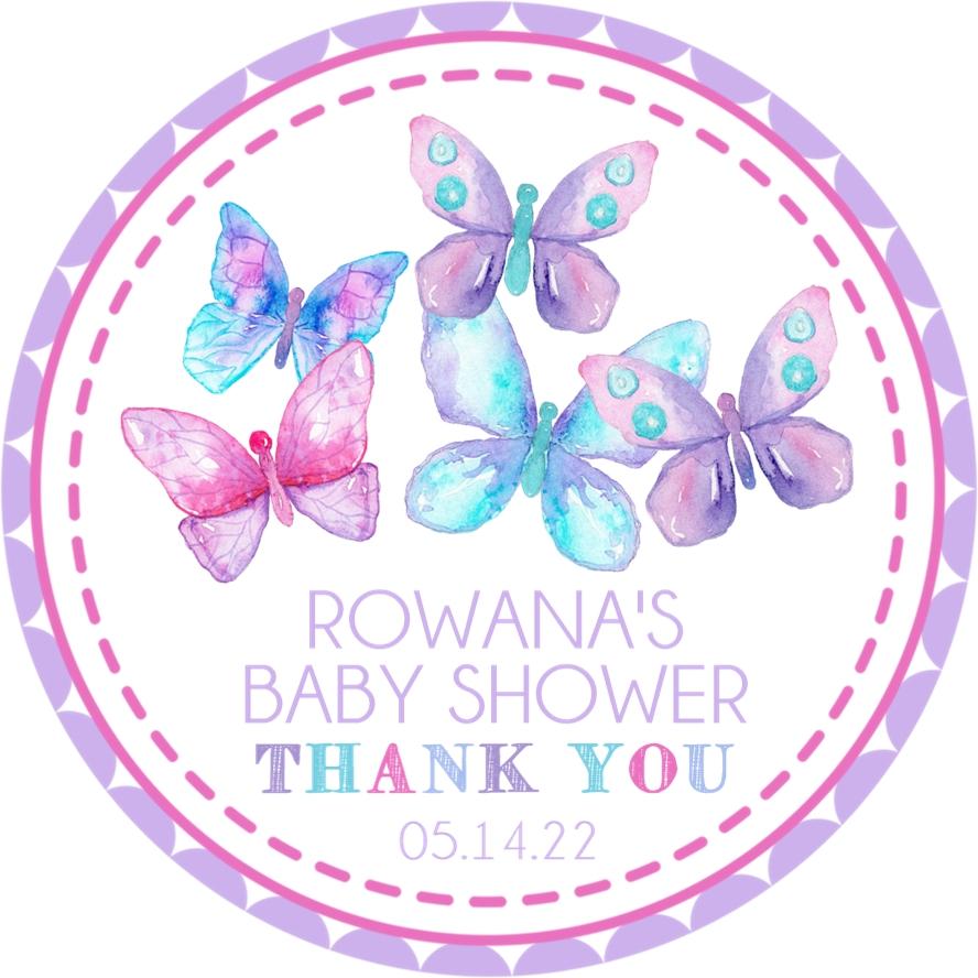 watercolor butterfly baby shower sticker