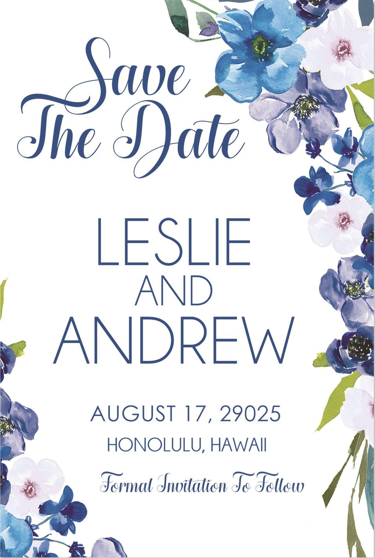 watercolor floral wedding save the dates elegant dusty blue theme