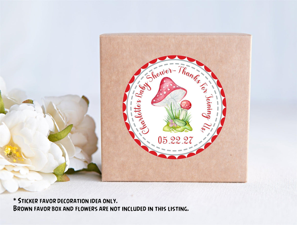 watercolor mushroom sticker for rustic baby shower