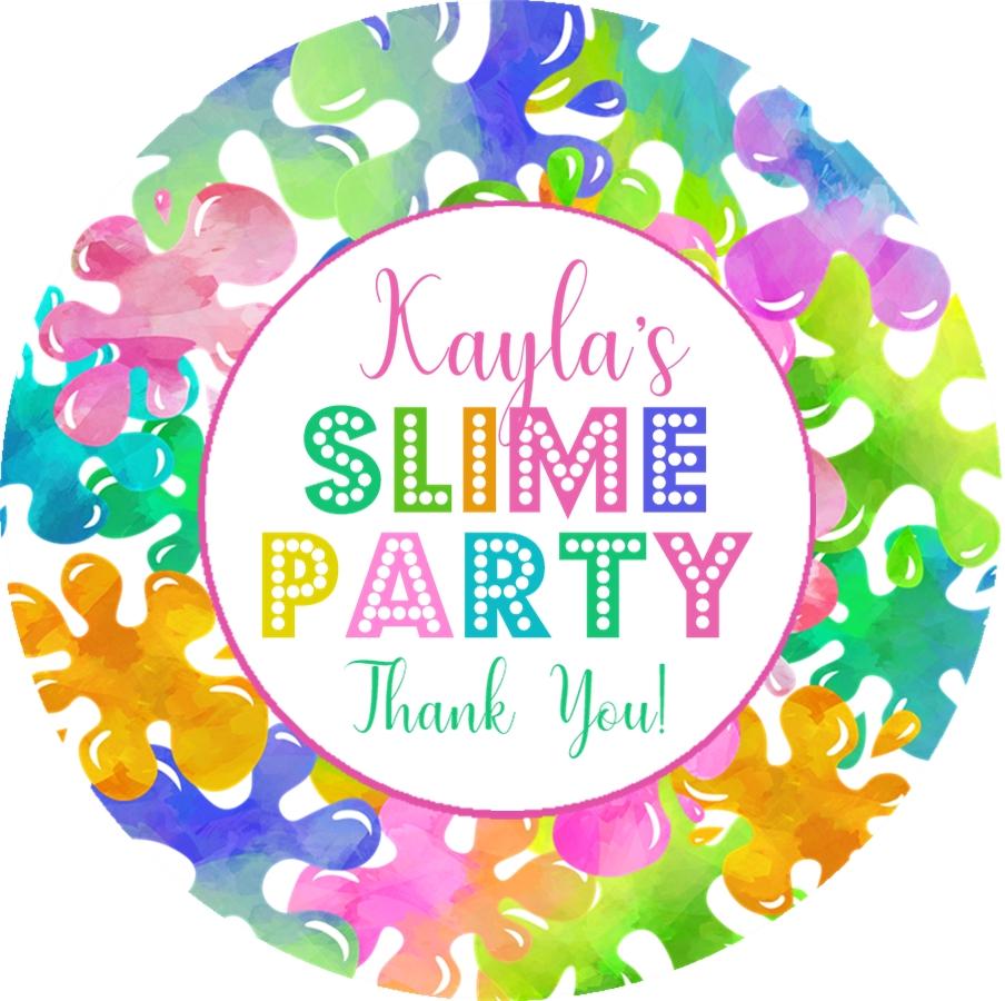 watercolor rainbow slime party sticker