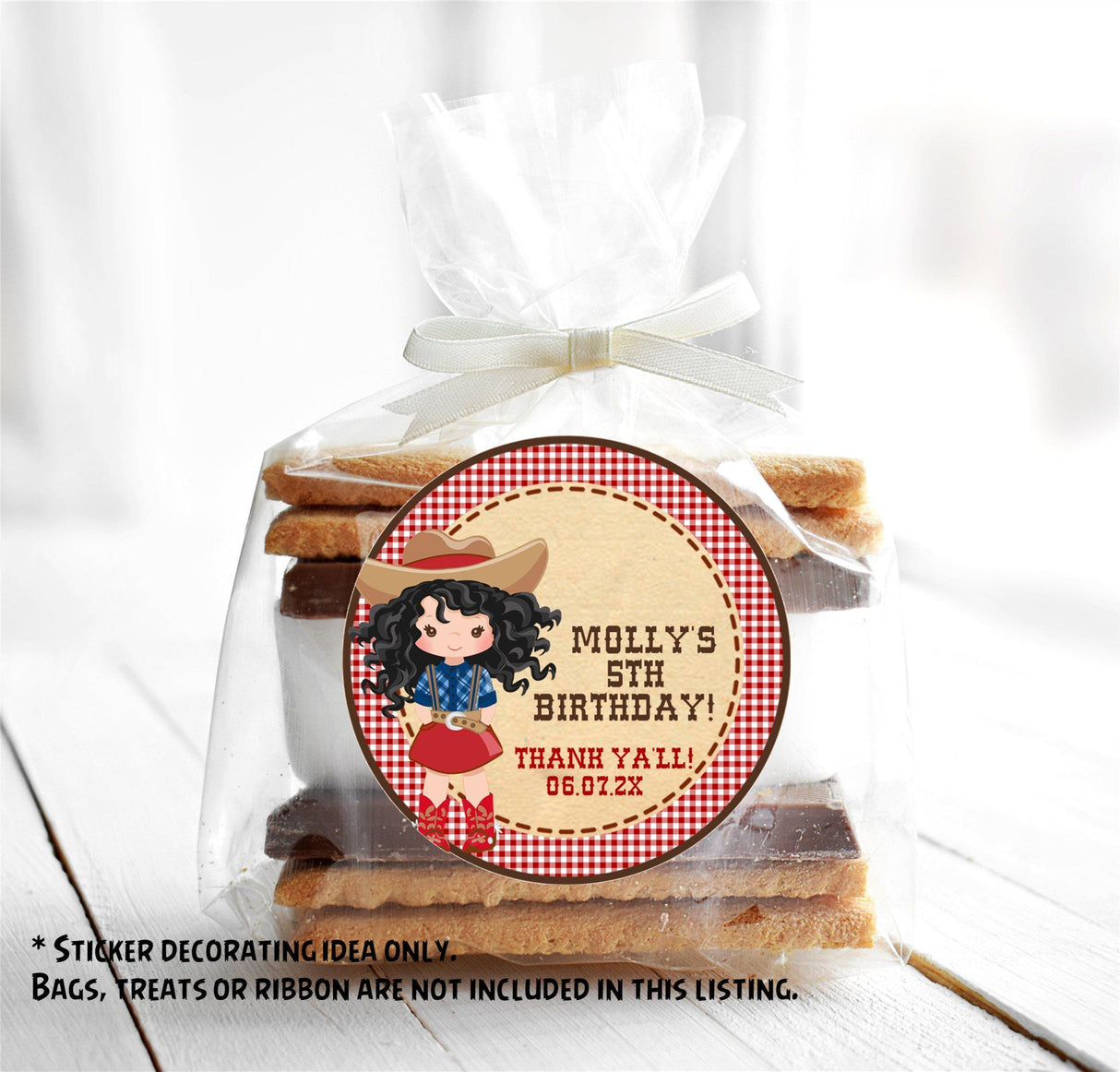 western girl party favor label