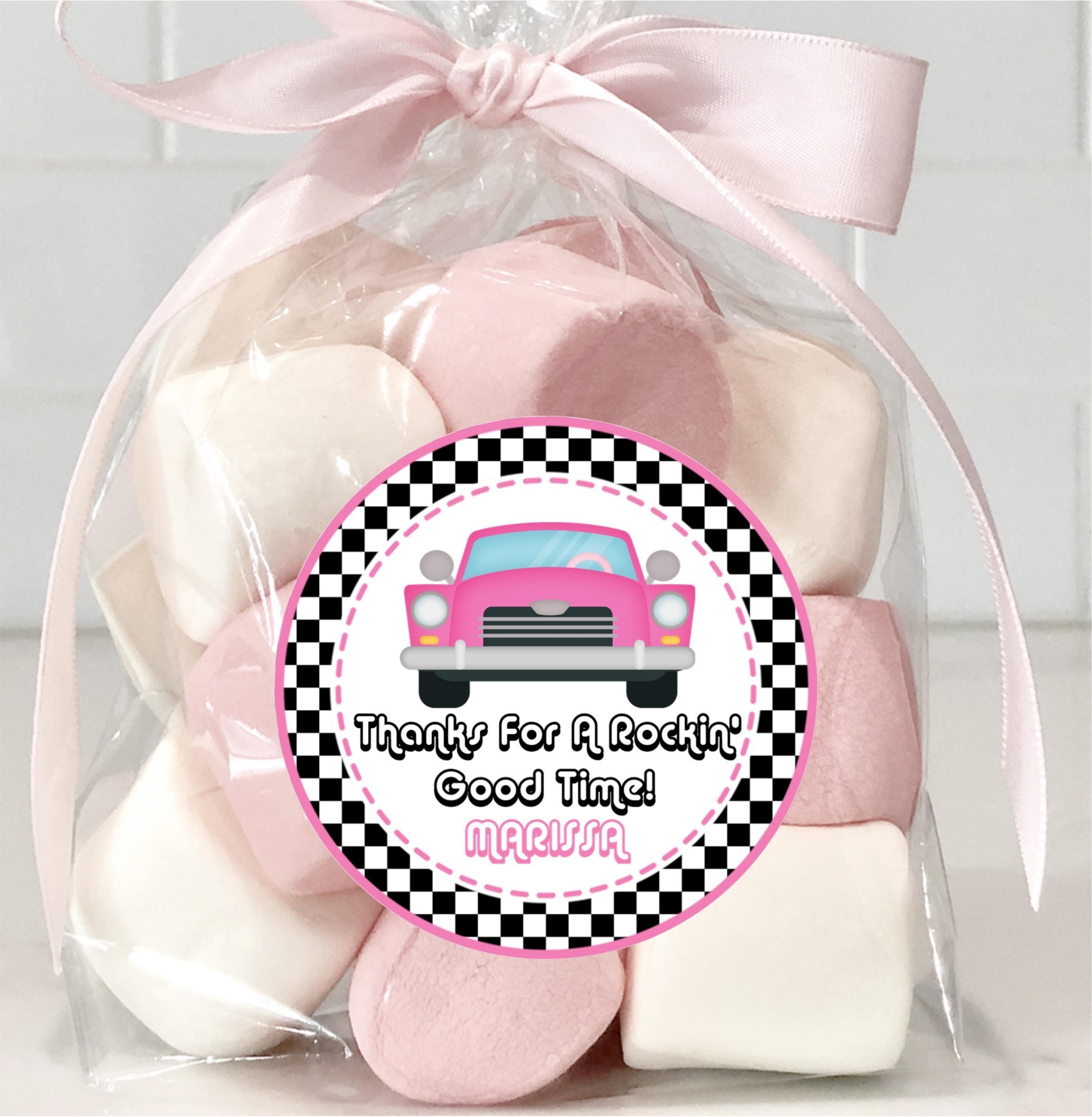 1950's Sock Hop Antique Car Birthday Party Stickers Or Favor Tags