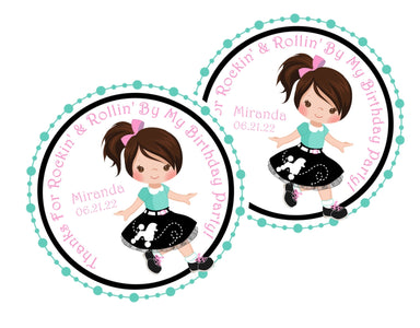 1950's Sock Hop Birthday Party Stickers