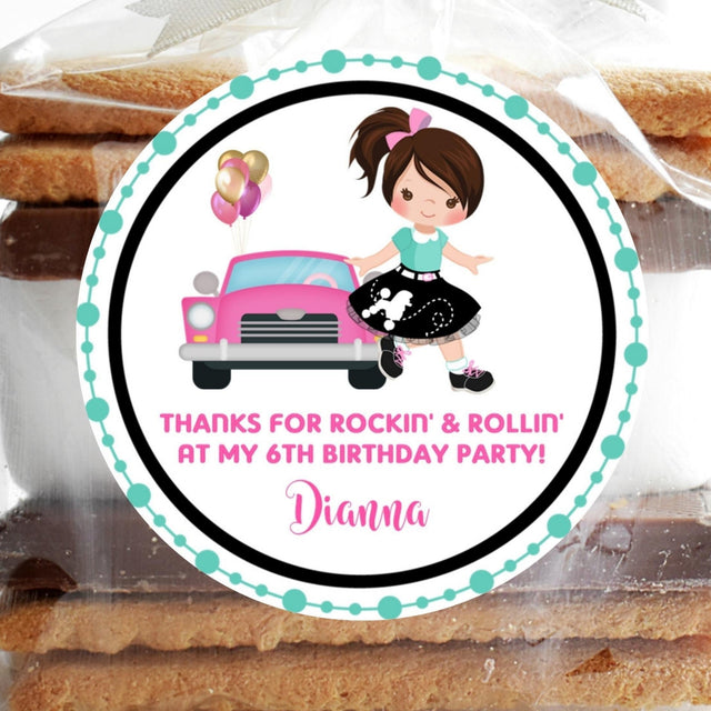 1950s rock n roll birthday stickers